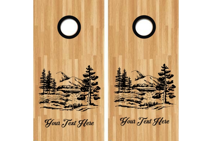 Nature Mountain Treeline Cornhole Decal