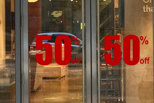 50% Off Storefront Sign Decal