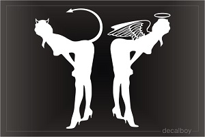 Devil Girl Angel Girl Bent Car Decal