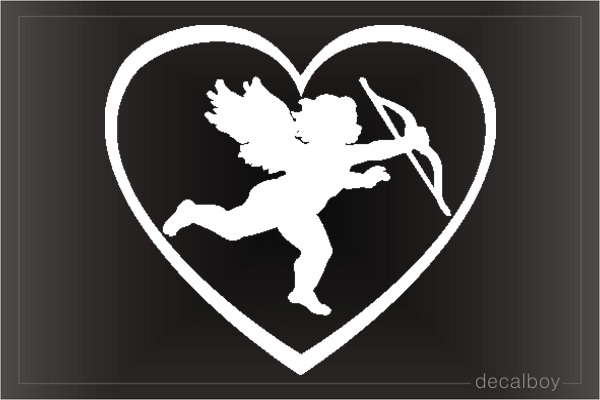 Cherub With Arrow In Heart Window Decal