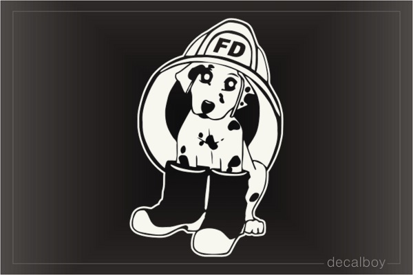 Dog Firefighter Car Window Decal