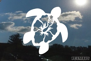 Turtle Hawaiian Honu Flower Car Window Decal