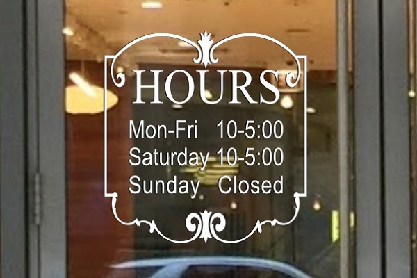 Business Hours Sign Vinyl Die CutDecal