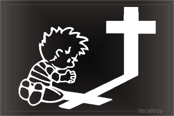 Pray Cross Boy Car Window Decal