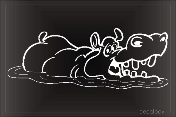 Hippopotamus Cartoon Car Window Decal