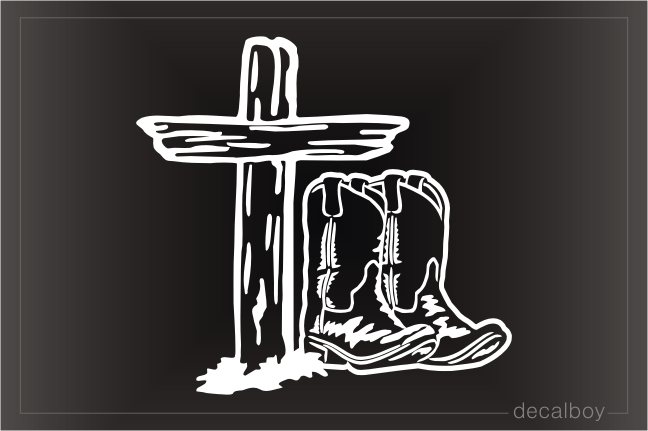 Cowboy Boots Cross Decal