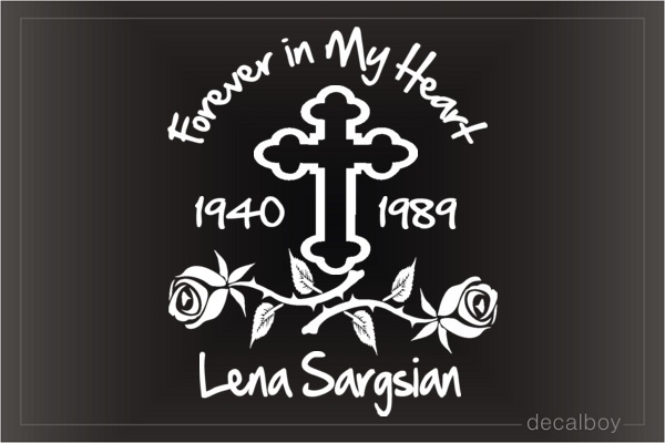 Cross And Roses Memory Car Decal