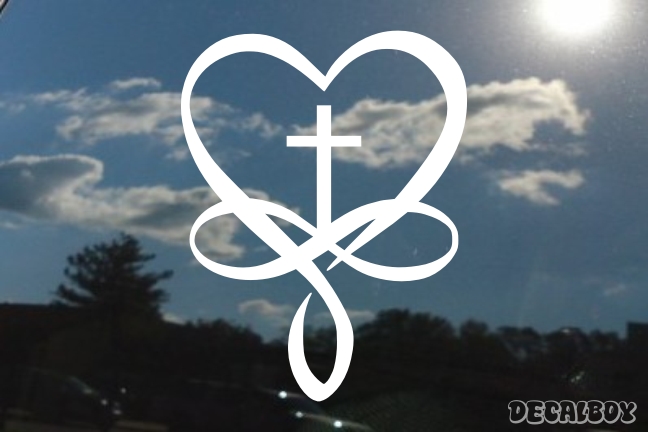 Cross Inside Heart Decal