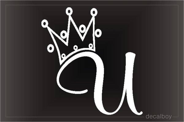 Crown U Letter Initial Car Window Decal