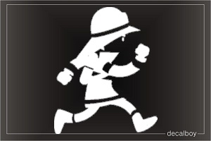 Firefighter Running Car Window Decal