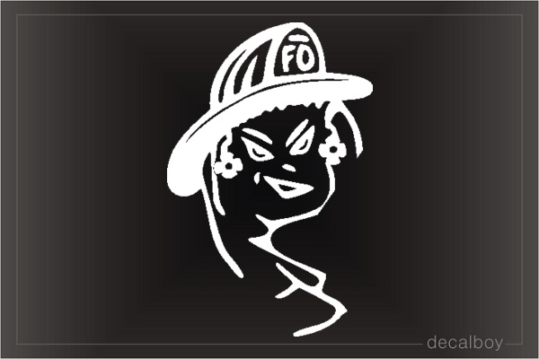 Firefighter Girl Car Window Decal