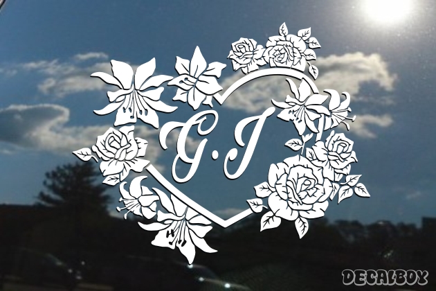 Flower Heart Initial Decal