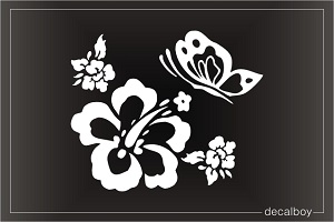 Hawaiian Flower Butterfly Car Window Decal