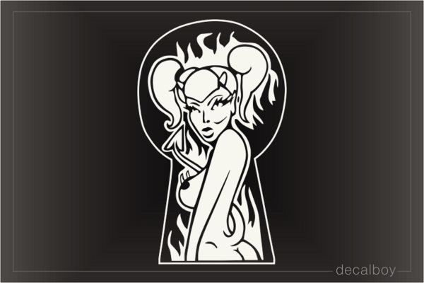 Devil Girl Flames Car Window Decal