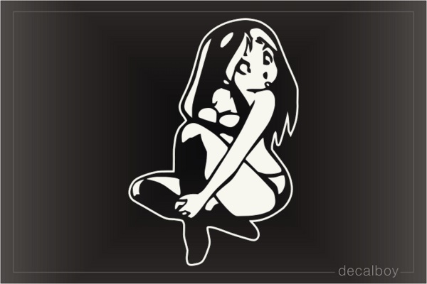 Hot Girl Sitting Car Window Decal