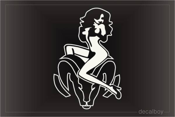 Sexy Girl Sitting On Dodge Car Window Decal