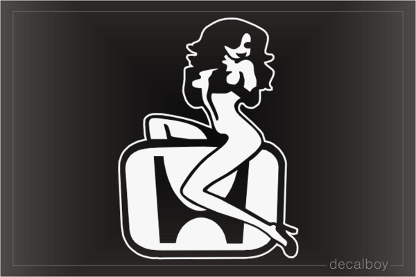 Sexy Girl Sitting On Honda Car Window Decal