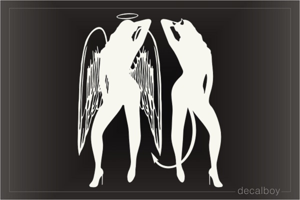 Girls Angel Versus Devil Car Window Decal