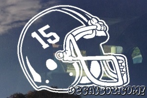 Football Helmet With Custom Number Window Decal