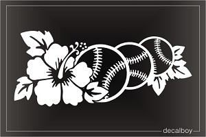 Hibiscus Flowers Baseball Mom Car Window Decal