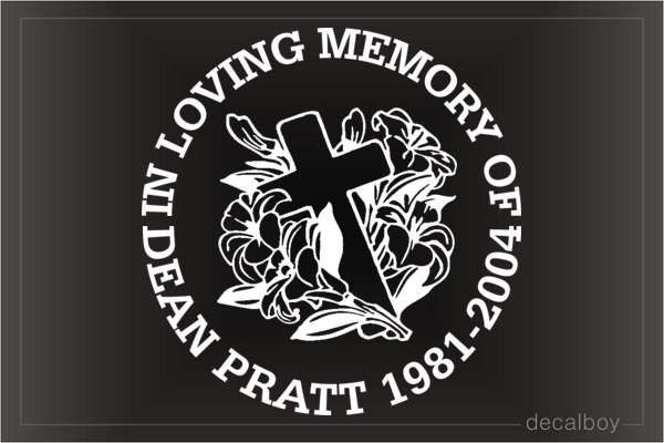 In Loving Memory Cross Flowers Car Decal