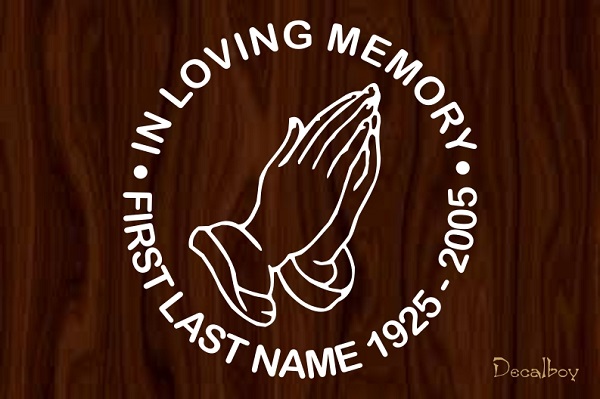 In Loving Memory Pray Round Car Decal