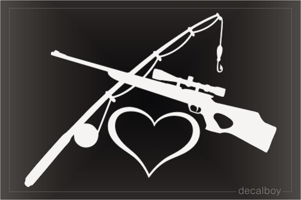 Love Fishing Hunting Decal