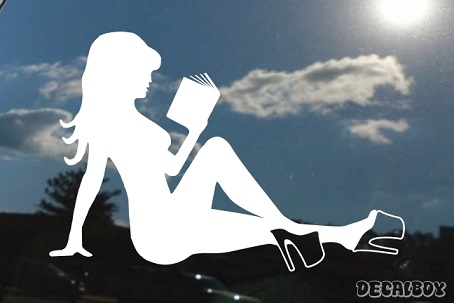 Mud Flap Girl Reading Book Heels Car Window Decal