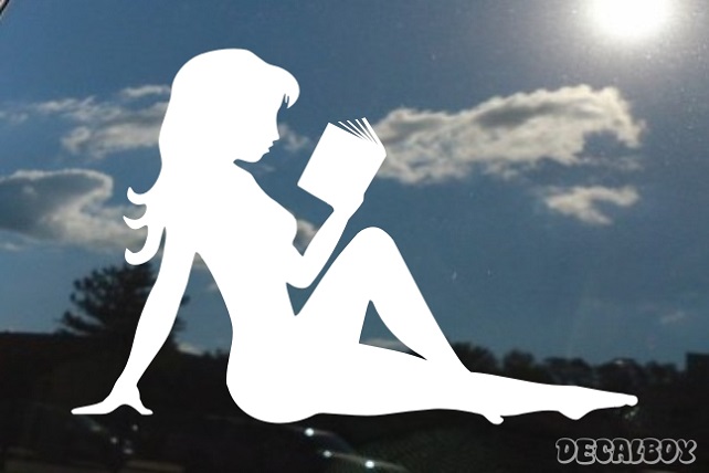 Mud Flap Girl Reading Book Car Window Decal