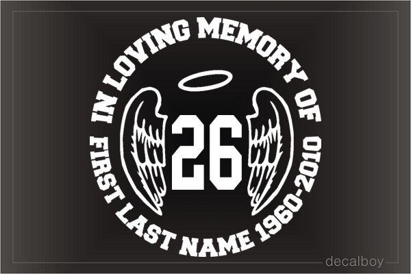 Memorial Angel Sport Number Car Decal