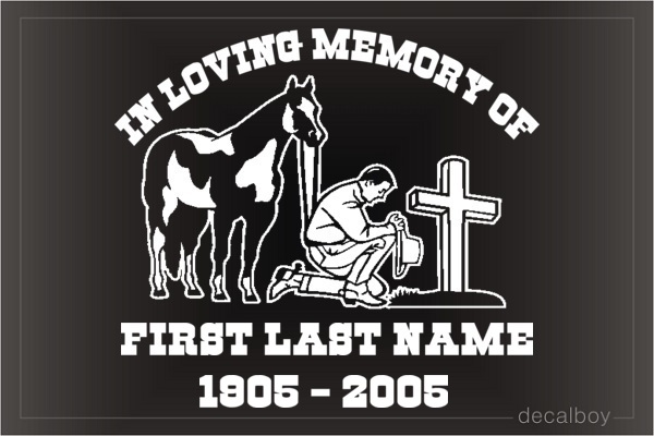 Memorial Cowboy Kneeling At Cross Car Decal