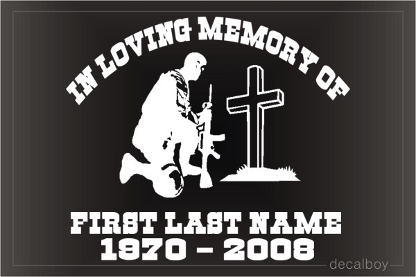 Memorial Soldier Kneeling Car Decal