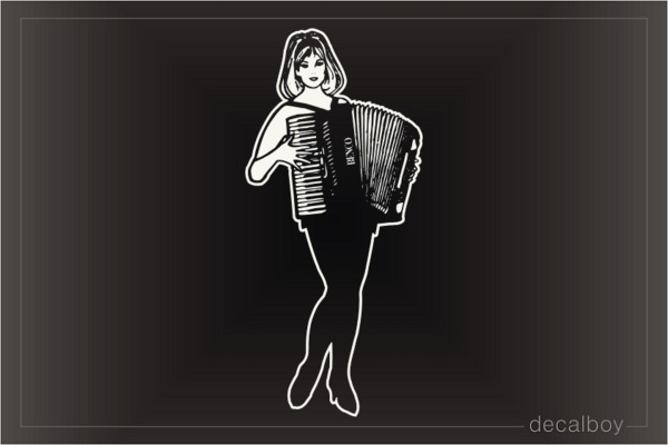 Music Girl Playing Accordion Car Decal