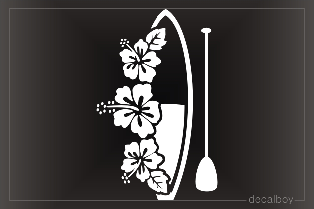 Paddleboard Hawaiian Flowers Decal