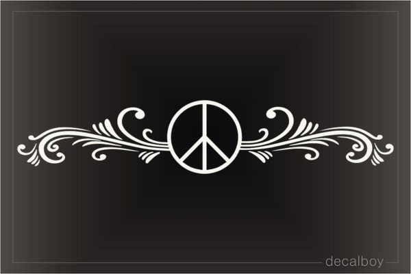 Peace Sign Flower Stripe Car Decal