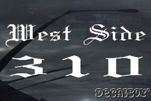 Area Code 310 Car Decal
