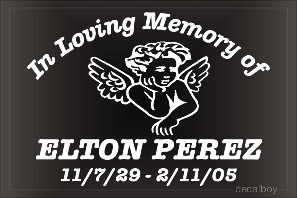 In Loving Memory Angel Cherub Car Decal