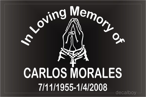 In Loving Memory Pray Car Decal