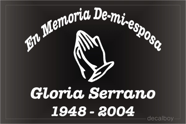 In Loving Memory Pray Spanish Car Decal