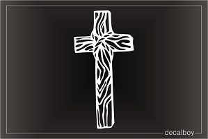 Cross Wooden Window Decal