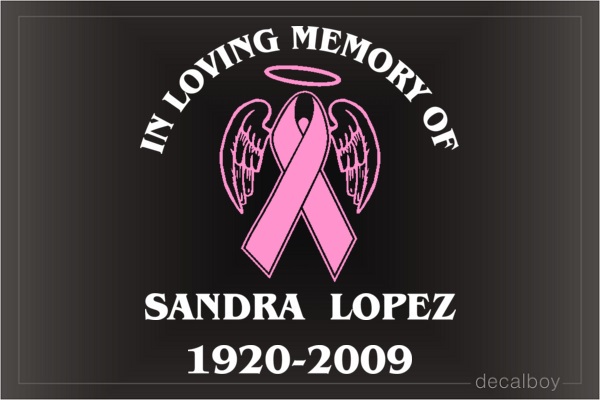 Ribbon Memorial Breast Cancer Car Decal