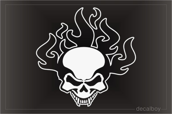 Skull In Flames Car Window Decal