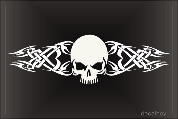 Skull With Tribal Flames Decal