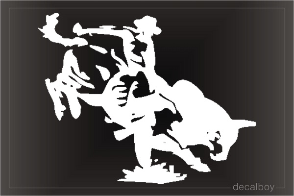 Cowboy On Bull Car Window Decal