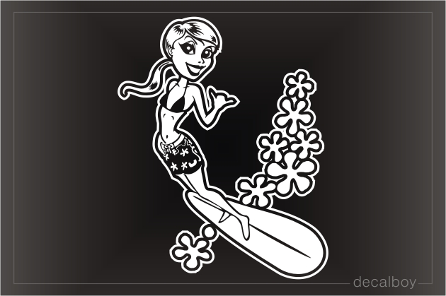 Surfer Girl Car Window Decal