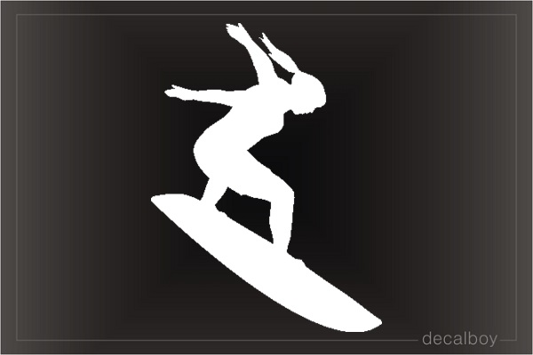 Surfing Girl Car Window Decal