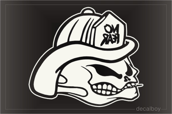 Skull Helmet On Car Window Decal