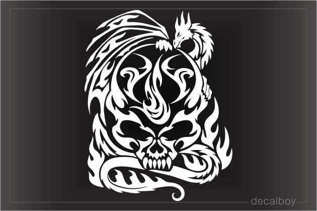 Skull Dragon Flames Decal