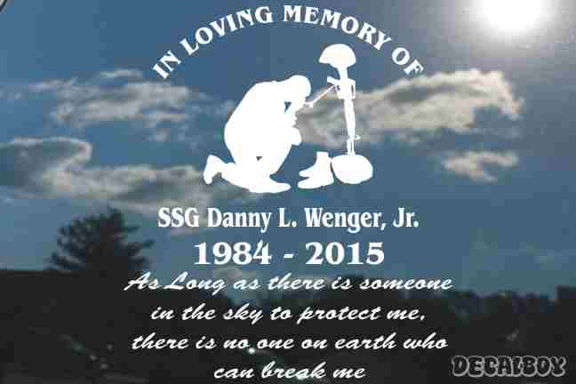 Soldier Kneeling At Grave Car Decal