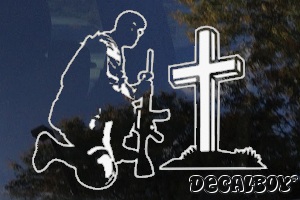 Soldier Kneeling Car Window Decal